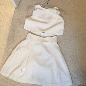 Black Halo White Two-Piece Set - Crop Top & A-Line Skirt